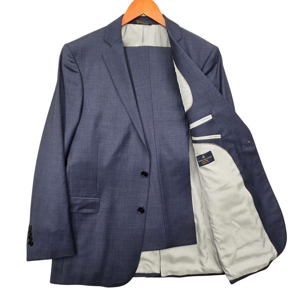 Brooks Brothers Explorer Suit 42L 36x30 Blue Regent Fit Wool Blend Blazer Pants